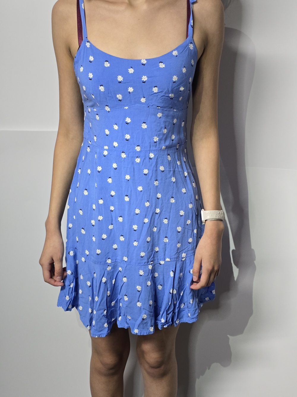 Wild Fable Blue Daisy Floral Mini Dress Size S Open Back Tie